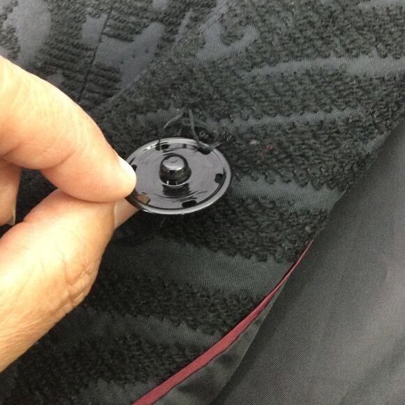 Dana Buchman Embroidered Zebra-like Print Mob Wife Black Lightweight 3/4 Coat M - Picture 6 of 13